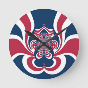 Rotes Blau Kaleidoskop Art Print Runde Wanduhr