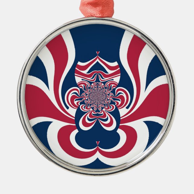 Rotes Blau Kaleidoskop Art Print Silbernes Ornament (Vorne)