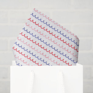 Rotes Blau und Rosa Scallop Seidenpapier