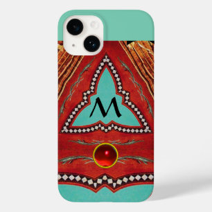 ROTES BLAUES ABSTRAKT GEOMETRISCHES DREIGEMONOGRAM Case-Mate iPhone HÜLLE