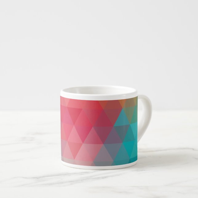 Rotes blaues aquamarines geometrisches Tiangles Espressotasse (Vorderseite Rechts)