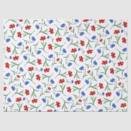 Rotes blaues Blumenmuster Elegante Wildblumen Seidenpapier