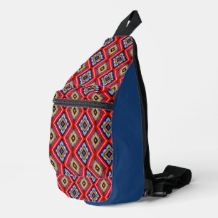 Rotes blaues Diamantmuster Crossbody Bag