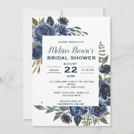 Rotes blaues Eukalyptus-Brautparty Einladung