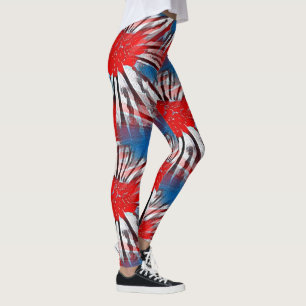 Rotes Blaues Feuerwerk Leggings