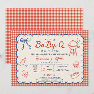 Rotes Blaues Geschlechtsneutrales Baby-Q-Bbq-Baby- Einladung