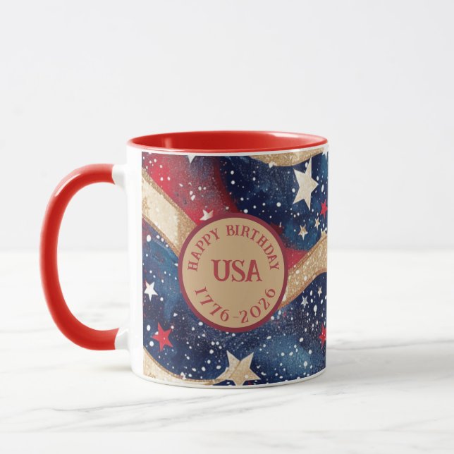 Rotes Blaues goldenes Streifen Tasse (Links)