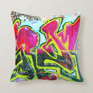 rotes/blaues/grünes Graffitiwandgemälde Kissen