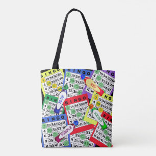 Rotes, blaues, grünes, lila, gelbes BINGO kardiert Tasche