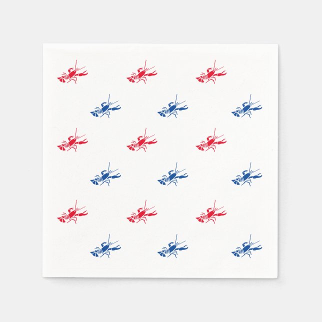 Rotes blaues Hummermuster Patriotisches Papier Serviette (Vorderseite)