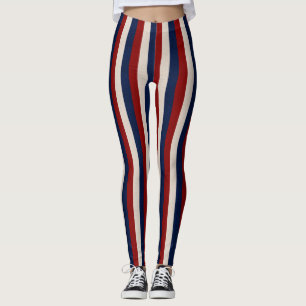 Rotes Blaues Leder Streifen-LEGGINGS Leggings