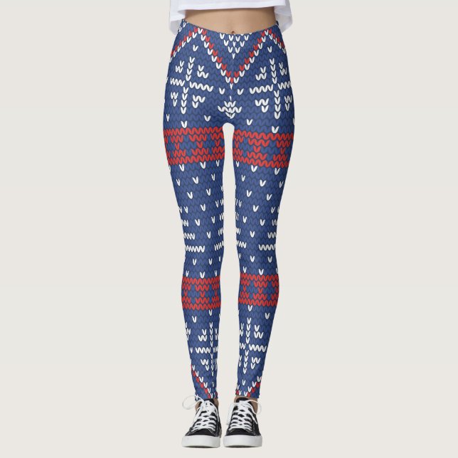 Rotes blaues nordisches leggings (Vorderseite)