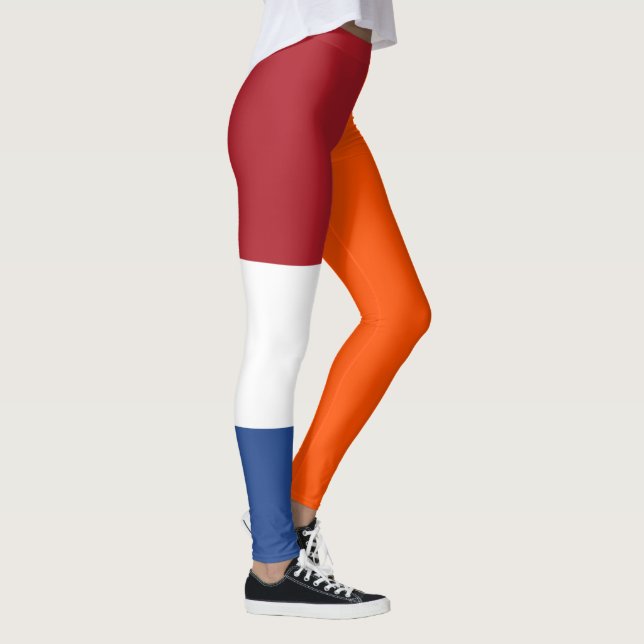 Rotes Blaues Orange Flaggen Farben Leggings (Rechts)