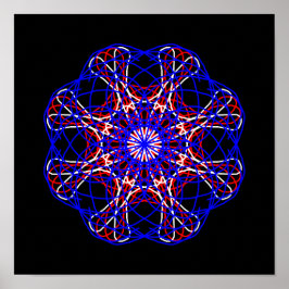 Rotes Blaues Schwarzes Abstraktes Kunstwerk Kaleid Poster