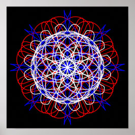 Rotes Blaues Schwarzes Abstraktes Kunstwerk Kaleid Poster