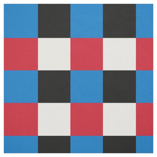 Rotes, blaues, schwarzes und weißes Schachbrettmus Stoff (Muster)