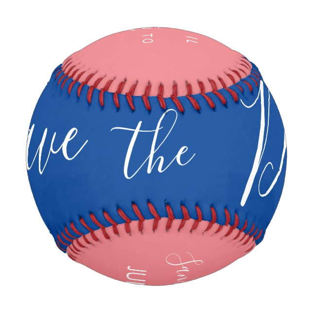 Rotes Blaues Skript Herz  Save the Dates   Basebal Baseball (Vorderseite)