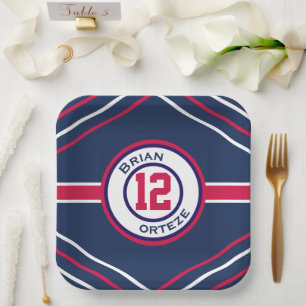 Rotes & Blaues Sportthemen-Papierplate Pappteller