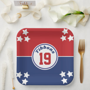 Rotes & Blaues Sportthemen-Papierplate Pappteller