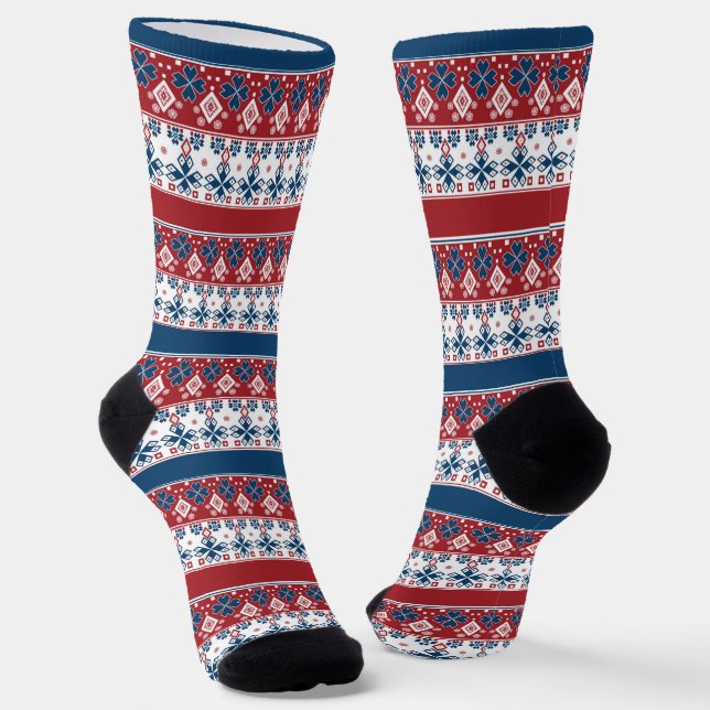 Rotes blaues Streifenmuster Socken (Gewinkelt)