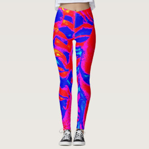 Rotes blaues wildes Tier-Löwe-Kopf-Training Leggings