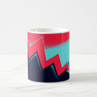 Rotes Blitzlicht zwischen hellen und dunklen blaue Kaffeetasse