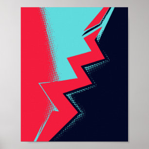 Rotes Blitzlicht zwischen hellen und dunklen blaue Poster