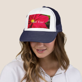Rotes Blume-Bild gedruckt mit Add Text-Cap Super Truckerkappe