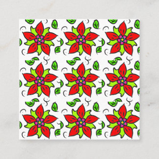 Rotes Blumen Chic Quadratische Visitenkarte
