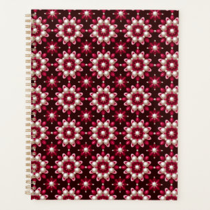🌸 Rotes Blumen-Perlen-Schreibtisch-Ordner-Geschen Planer