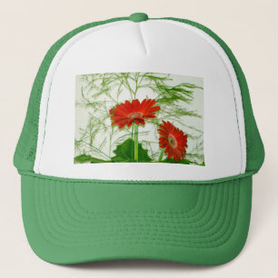 Rotes Blumen Truckerkappe