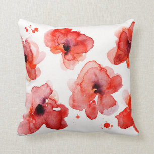 Rotes BlumenAquarell elegant Kissen