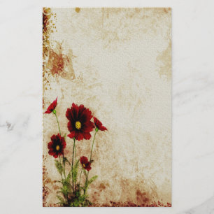 Rotes Blumenbriefpapier Briefpapier