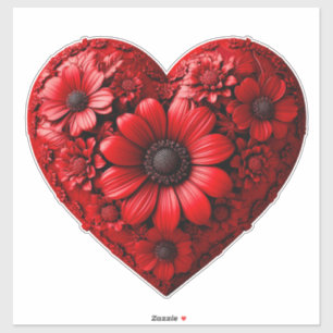 Rotes Blumenherz aus Blumen Aufkleber