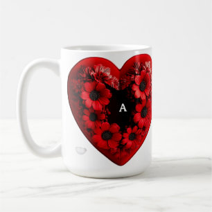 Rotes Blumenherz aus Blumen Kaffeetasse