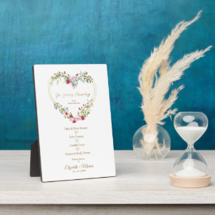 Rotes Blumenherz bei einer Hochzeit des Gedächtnis Fotoplatte