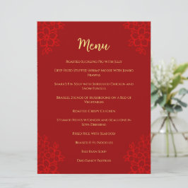 Rotes Blumenlogo Chinesische Hochzeit doppeltes Gl Menükarte
