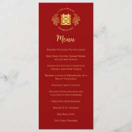 Rotes Blumenlogo Chinesische Hochzeit doppeltes Gl Menükarte