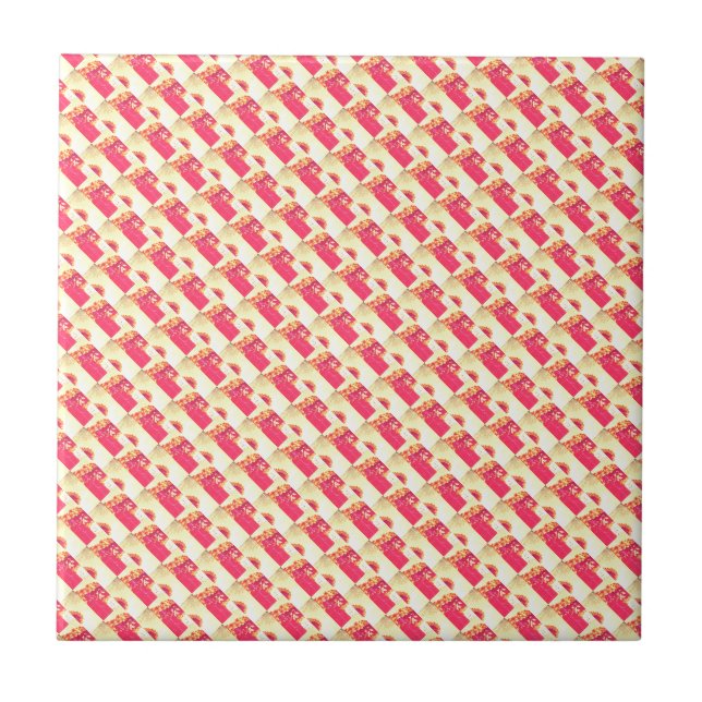 Rotes Blumenmuster Fliese (Vorderseite)