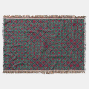 Rotes Blumenmuster mit Grün und Blau Decke