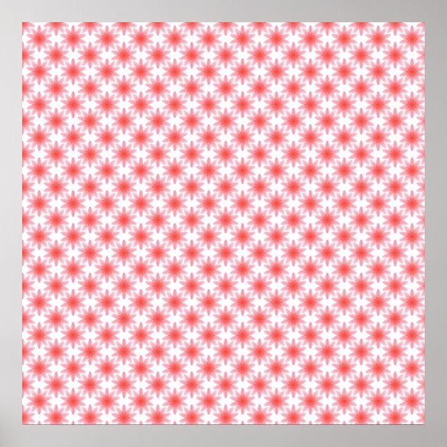 Rotes Blumenmuster Poster (Vorne)