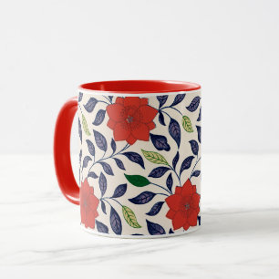 Rotes Blumenmuster Tasse