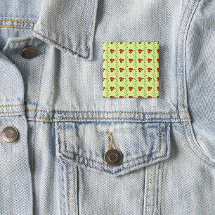 Rotes Blumenrankenmuster auf hellgrünem Hintergrun Button