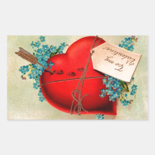 Rotes blutendes Herz Valentinsgruß Antique Postkar Rechteckiger Aufkleber