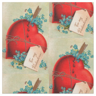 Rotes blutendes Herz Valentinsgruß Antique Postkar Stoff