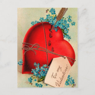 Rotes blutendes Herz Valentinstag Antike Postkarte