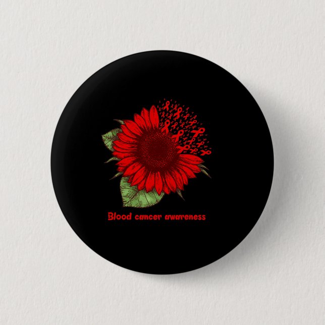 Rotes Blutkrebs-Bewusstsein Sonnenblumen-Geschenk  Button (Vorderseite)