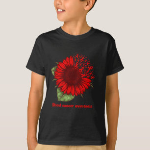 Rotes Blutkrebs-Bewusstsein Sonnenblumen-Geschenk T-Shirt