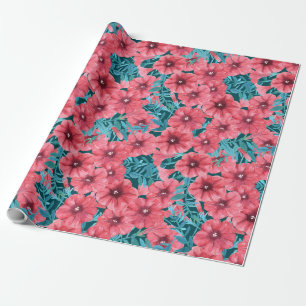 Rotes Bohnenmuster-Blume Geschenkpapier