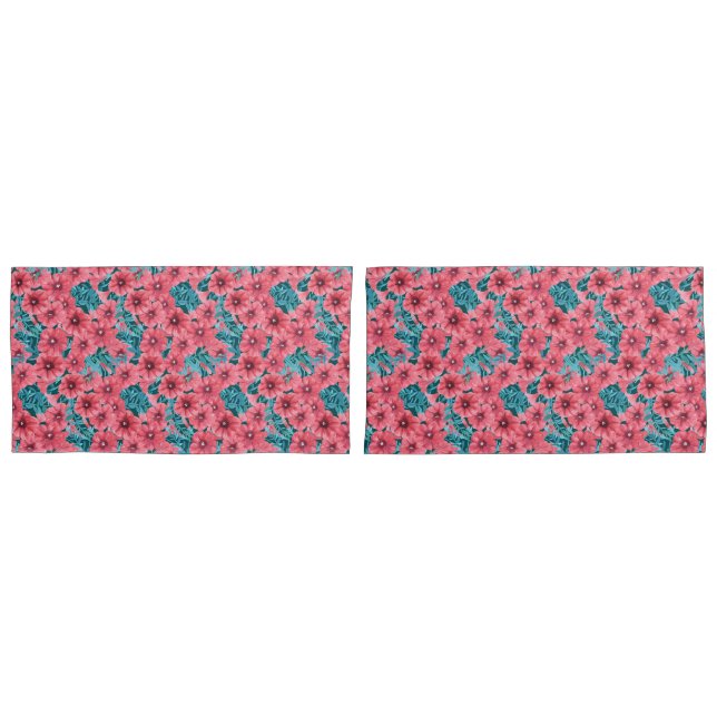 Rotes Bohnenmuster-Blume Kissenbezug (Vorderseite-Set)